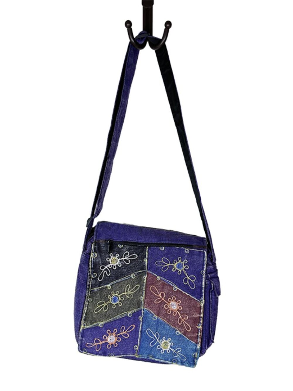 NWT NEW Purple Stonewashed Embroidered Crossbody Bag